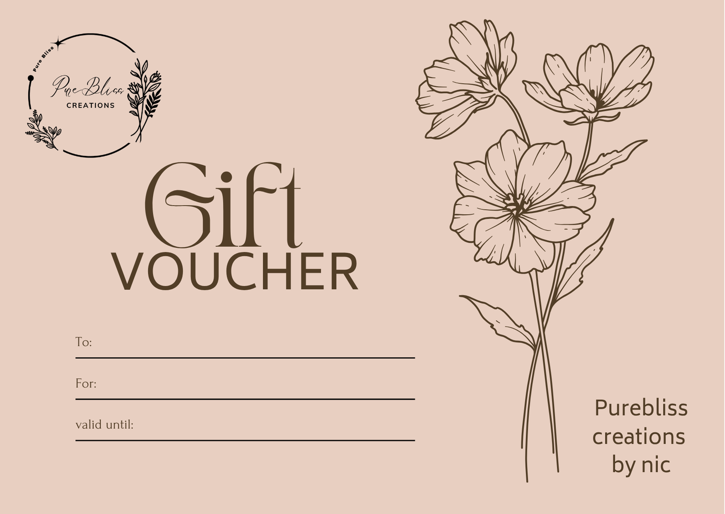 Pure Bliss Creations By Nic Gift Card